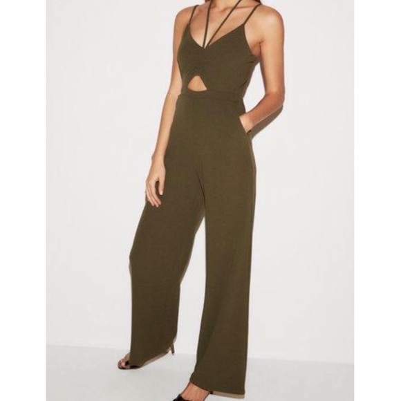 Express Other - Express Ruched Cut-out Wide Leg Jumpsuit